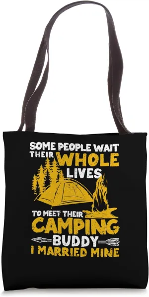Camping Buddy Married Mine Outdoor Husband Wife Camper Tote Bag