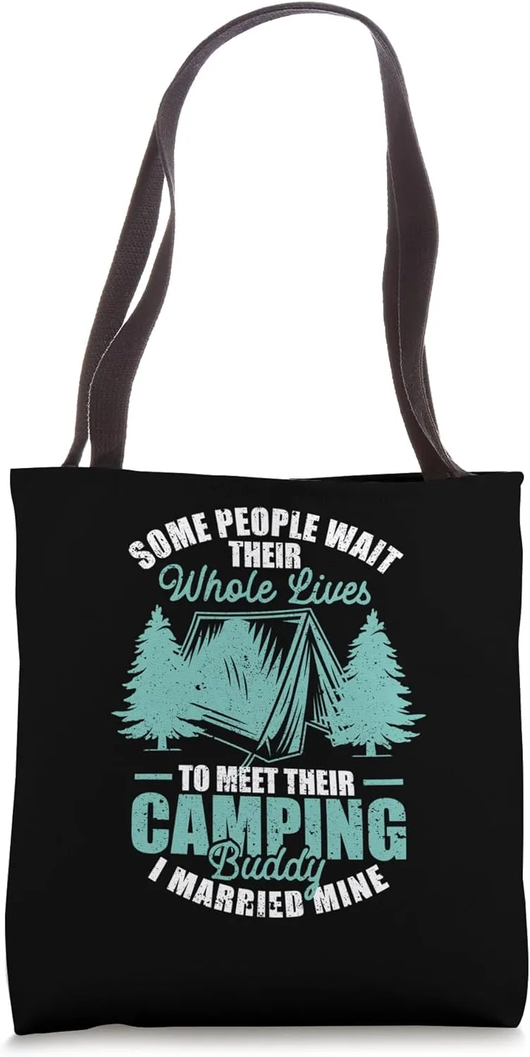 Camping Buddy Married Mine Outdoor Husband Wife Camper Tote Bag