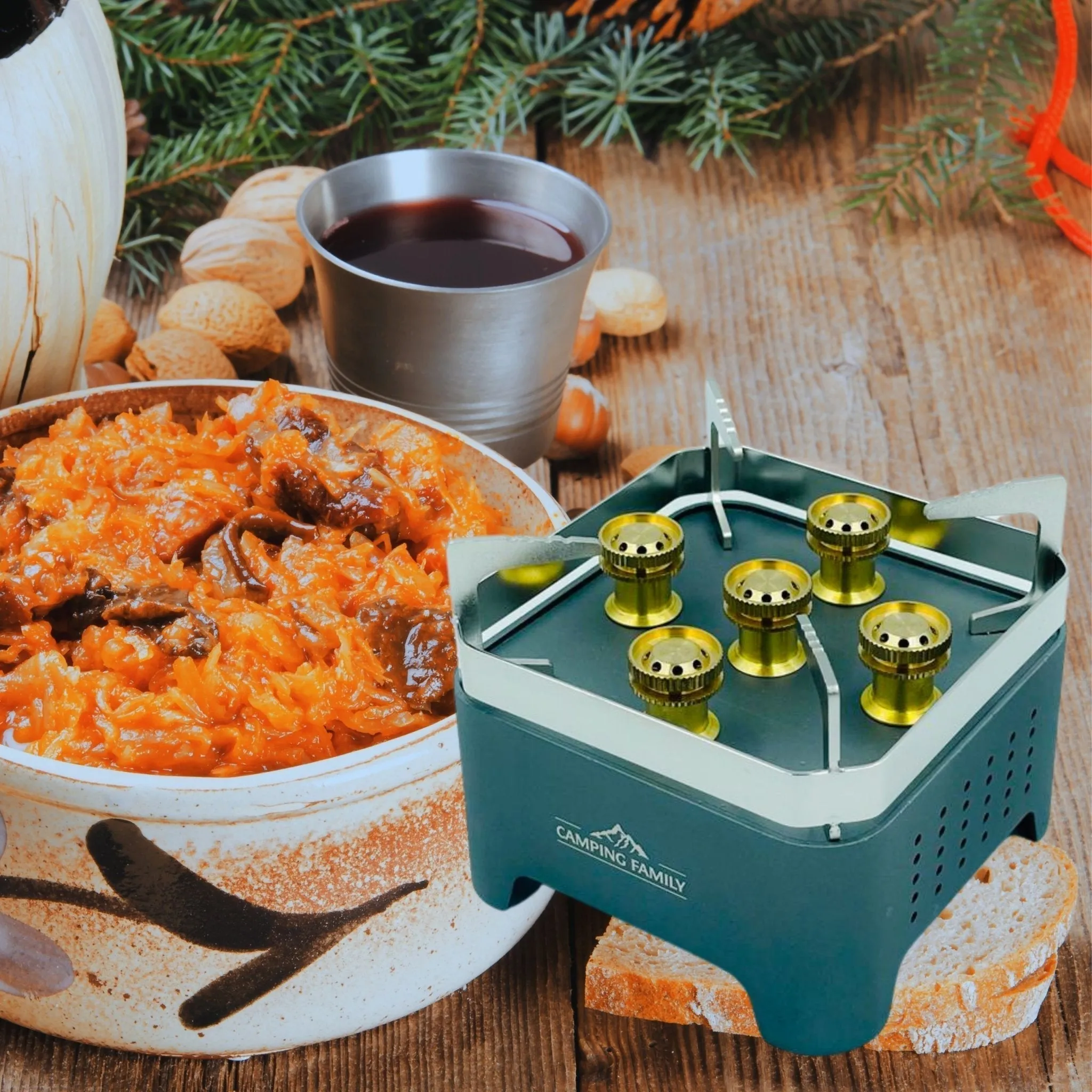 Camping Family Camping Stove 5 Burners 120000W CM-38490 - Gray