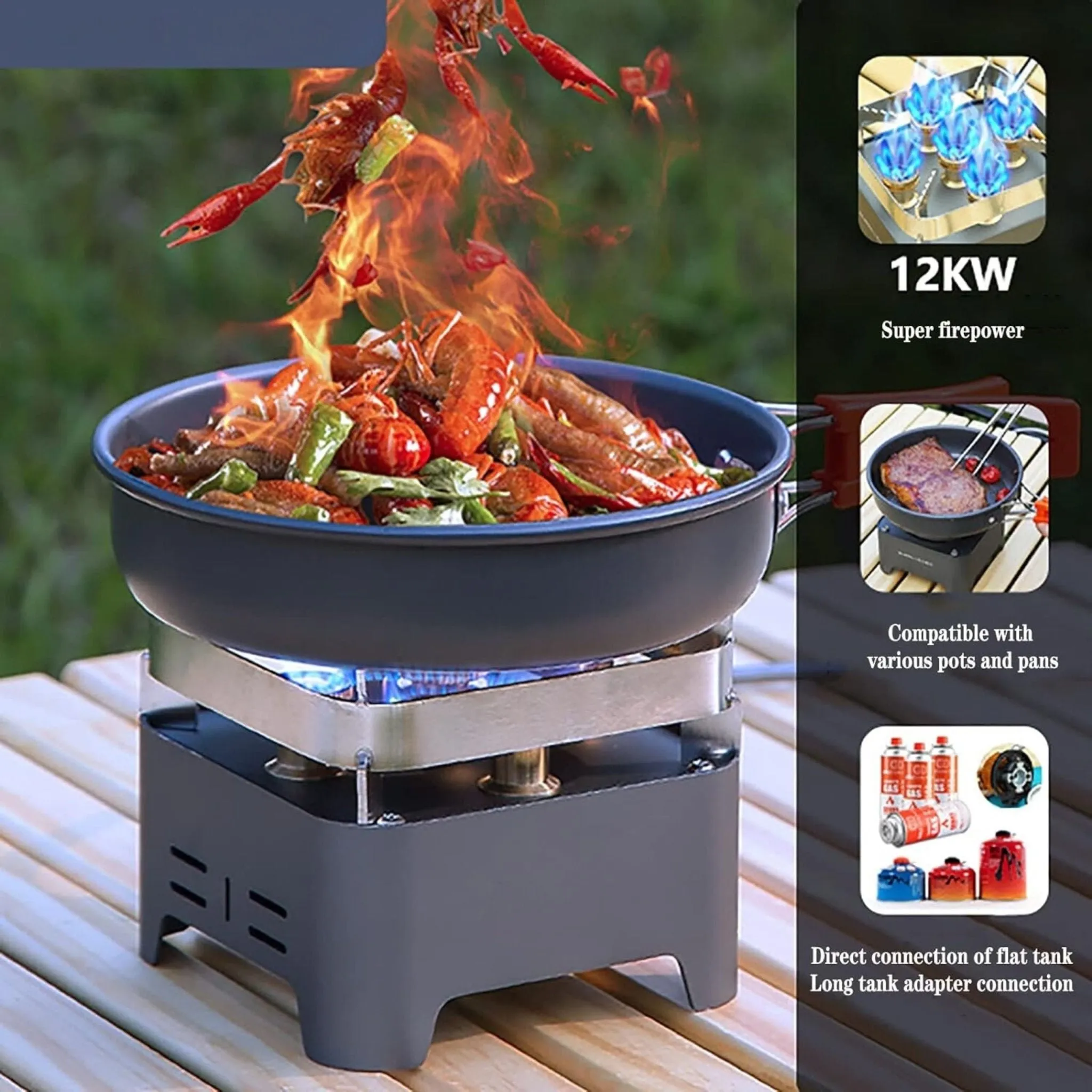 Camping Family Camping Stove 5 Burners 120000W CM-38490 - Gray