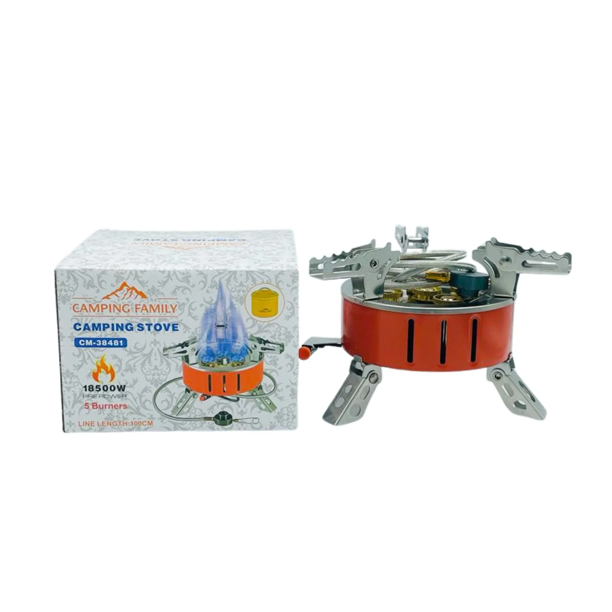 Camping Family Camping Stove 5 Burners 18500W CM-38481 - Orange
