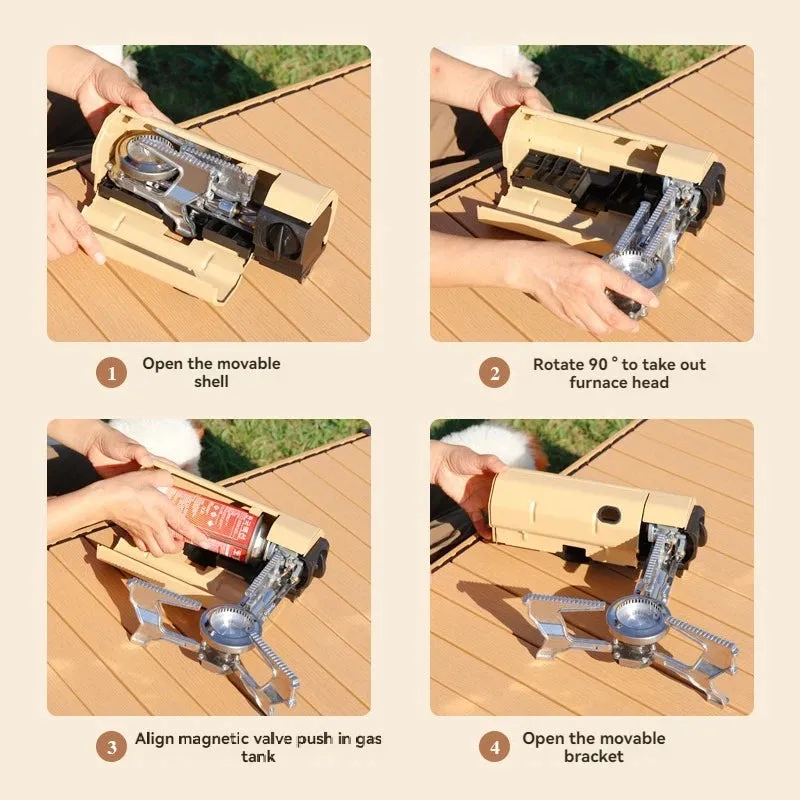 Camping Gas Stove 2670W Portable Folding Cassette Gas Burner Outdoor Picnic Travel Cooking Grill Cooker Heating System