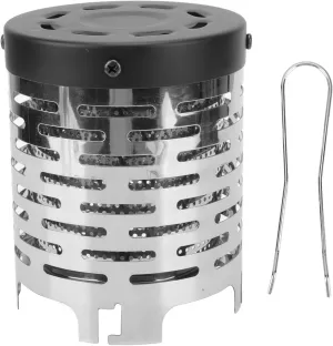 Camping Heating Stove Cover, Outdoor Double Floor Camp Cooking Gear, Stainless Steel Mini Tent Heating Cover with 4 Buckles, Ideal for Outdoor Activities