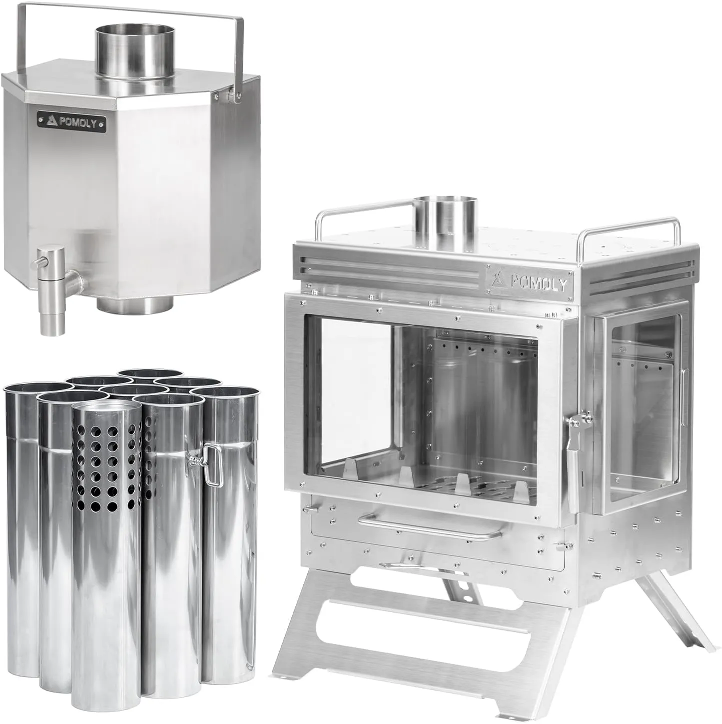 Camping Tent Stove Dweller Max 3 Stainless Steel Wood Burning Stove and 70 Chimney Water Tank