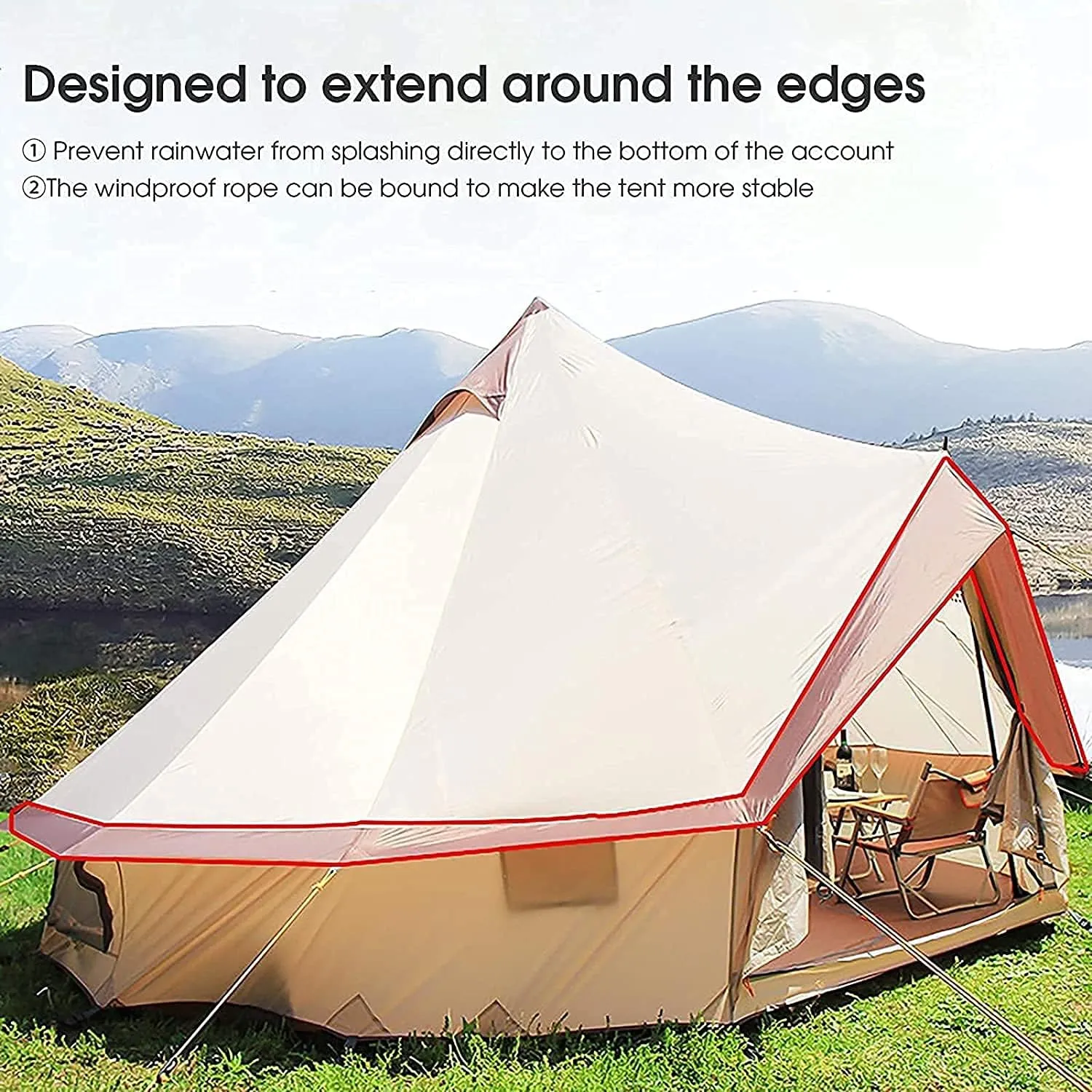 Canvas Tent with Stove Hole Cotton Canvas Tents Yurt Tent for Camping Waterproof Tent 4 Seasons for Family Camping Glamping Outdoor Tipi Luxury