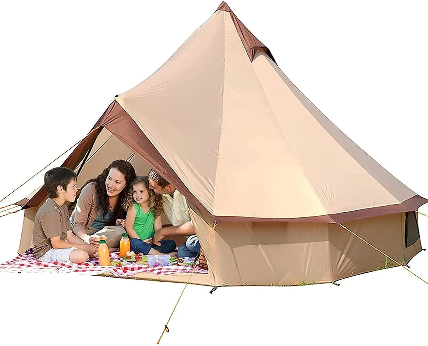 Canvas Tent with Stove Hole Cotton Canvas Tents Yurt Tent for Camping Waterproof Tent 4 Seasons for Family Camping Glamping Outdoor Tipi Luxury