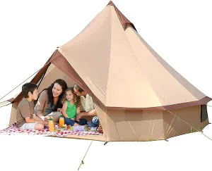Canvas Tent with Stove Hole Cotton Canvas Tents Yurt Tent for Camping Waterproof Tent 4 Seasons for Family Camping Glamping Outdoor Tipi Luxury