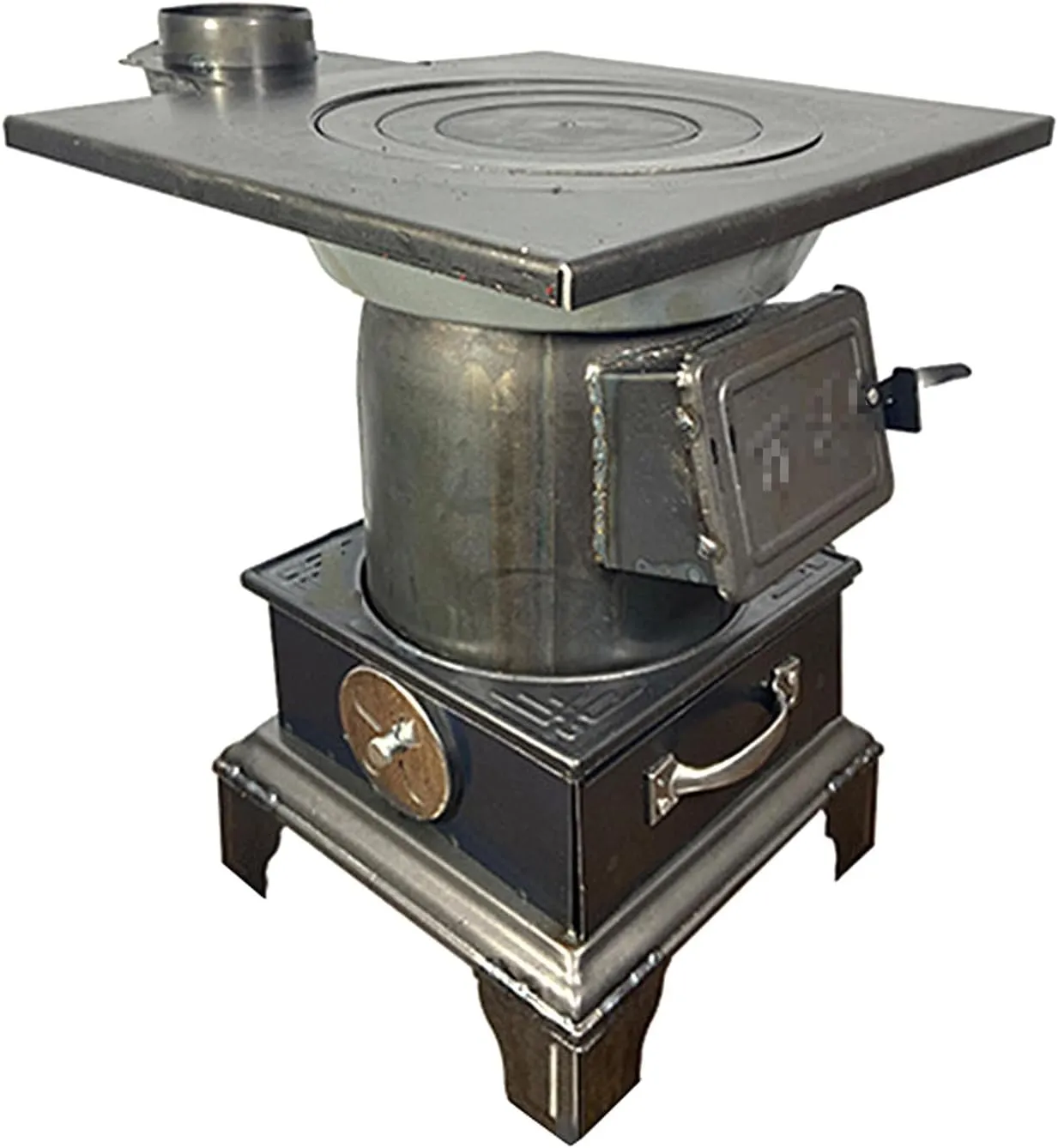 Cast Iron Indoor Wood Burning Heating Stove - Fuel Saving, Multifunctional with Fire Shovel, Hook & Poker (39 x 36 x 55cm)