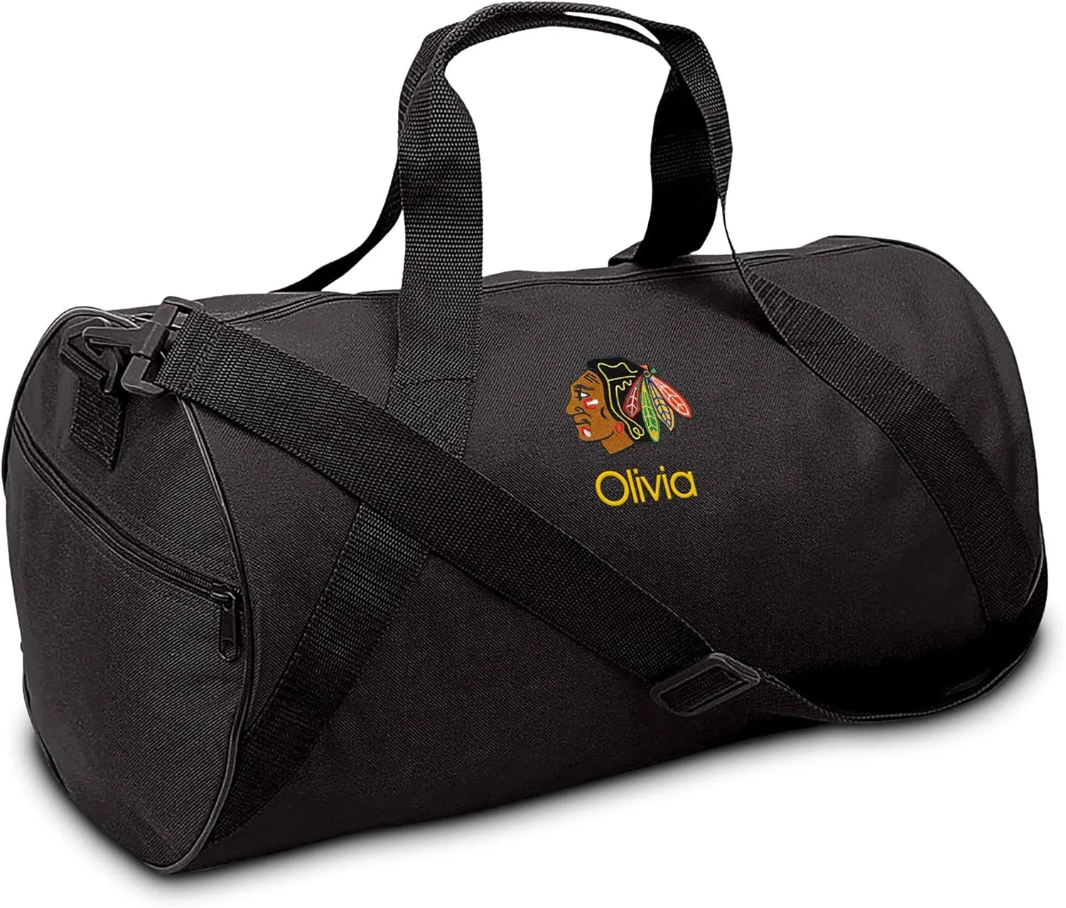 Chicago Blackhawks Personalized Youth Duffel Bag, Officially Licensed (Black)
