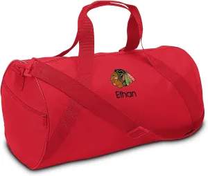 Chicago Blackhawks Personalized Youth Duffel Bag, Officially Licensed (Red)