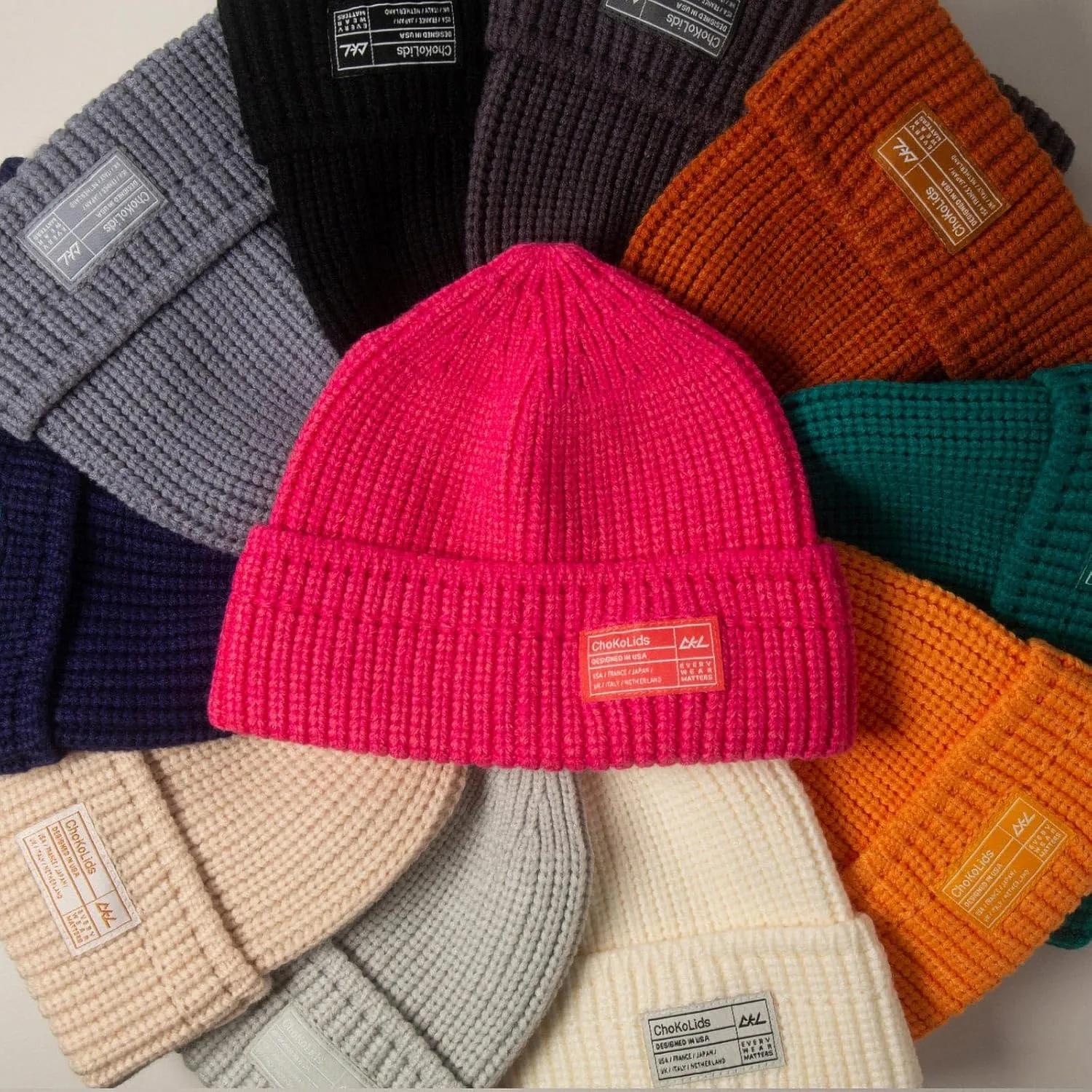 CHOK.LIDS Chunky Trawler Beanie Everyday Watch Hat Roll up Edge Skullcap Waffle Cuff Fisherman Beanie for Men Women