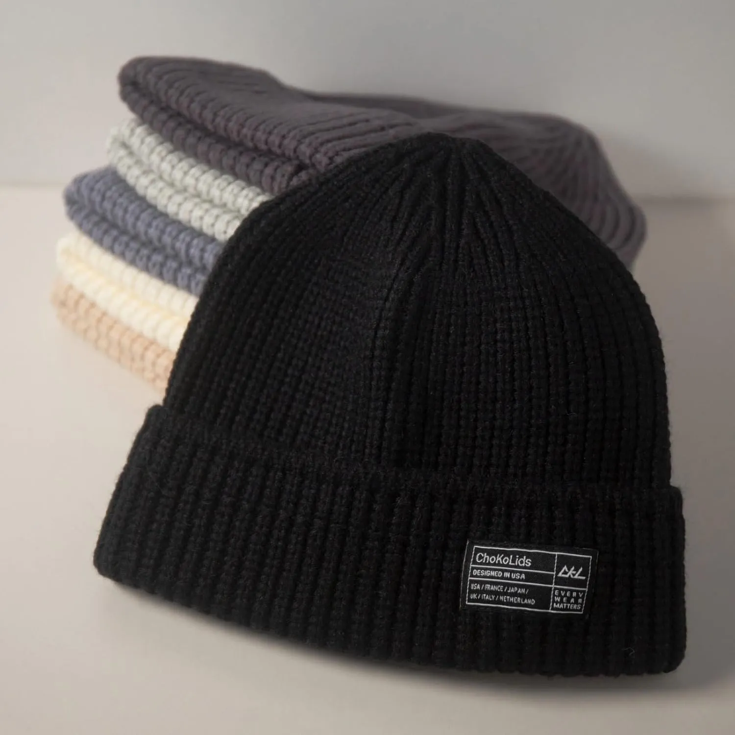 CHOK.LIDS Chunky Trawler Beanie Everyday Watch Hat Roll up Edge Skullcap Waffle Cuff Fisherman Beanie for Men Women