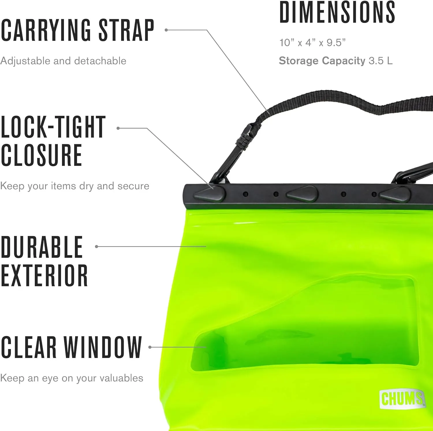 Chums Shuttle Splash Sack - Packable & Portable Waterproof Dry Bag for the Outdoors & On the Water - Rainbow Tie Dye