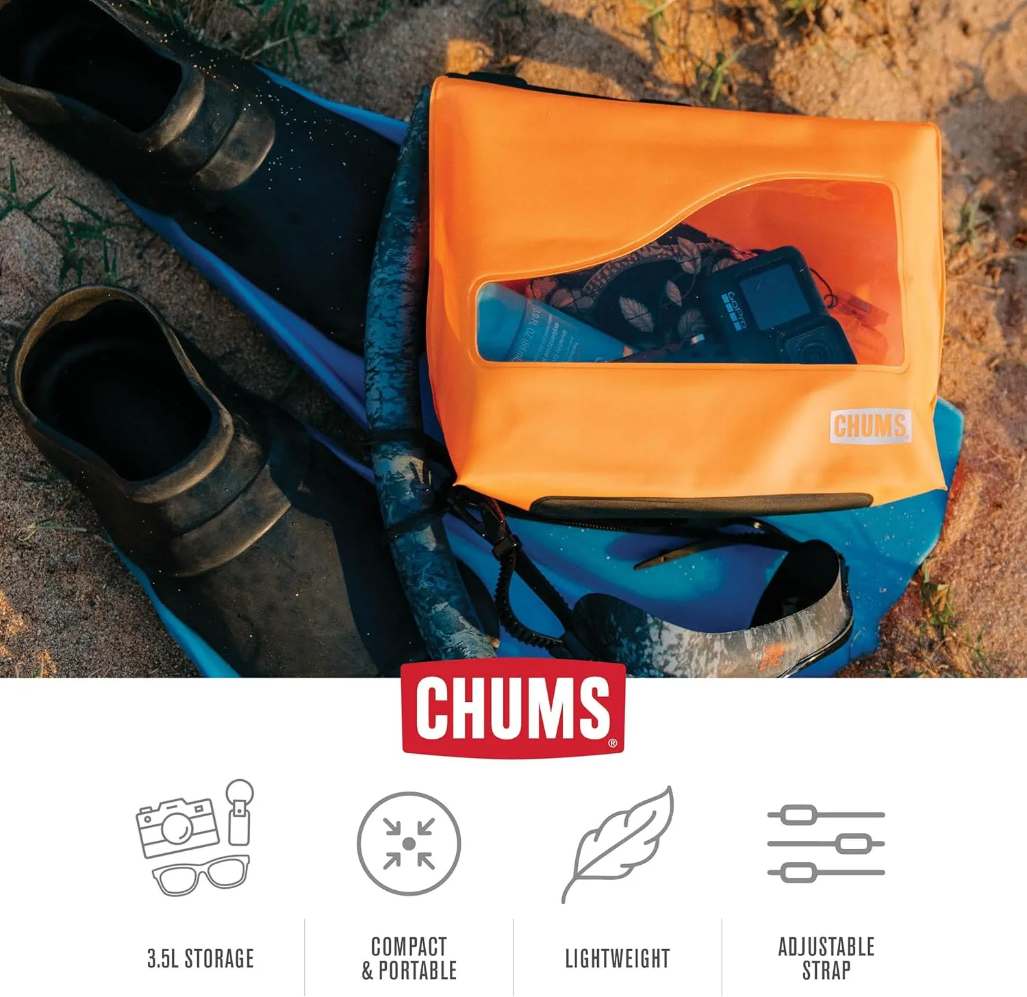 Chums Shuttle Splash Sack - Packable & Portable Waterproof Dry Bag for the Outdoors & On the Water - Rainbow Tie Dye