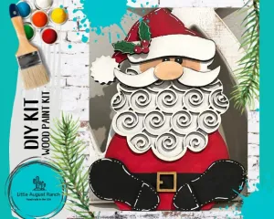 Chunky Santa Claus Christmas Shelf Decor - DIY Paint Kit Wood Blank