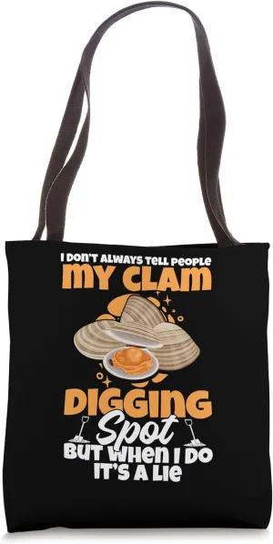 Clam Diggger Gear Equipment Tools Rake Shovel Clamming Tote Bag