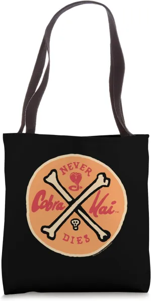 Cobra Kai Never Dies Round Logo Skull and Bones TV Show Tote Bag