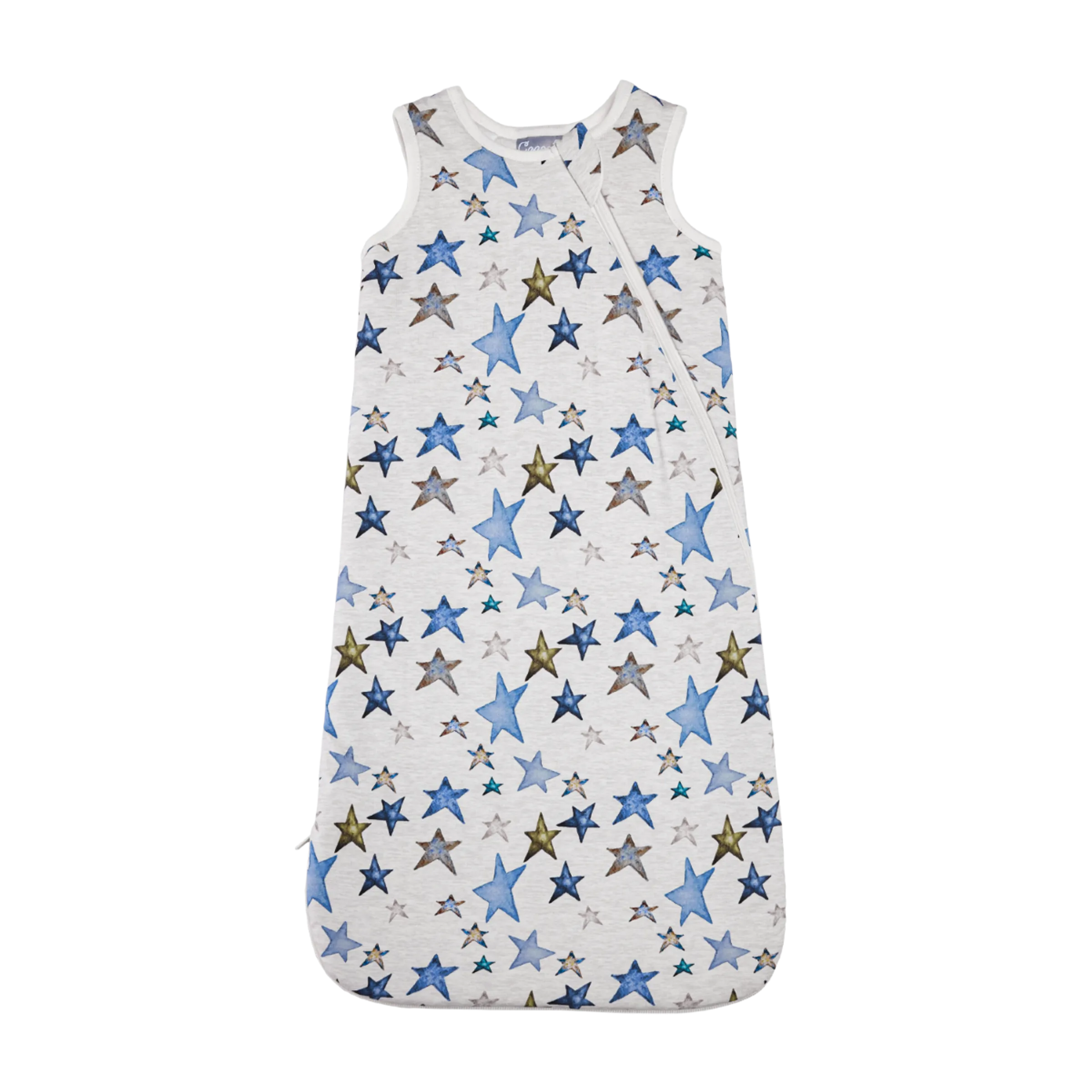 Coccoli Modal Sleepsack Blue Painted Stars Print: Size NB to 18M