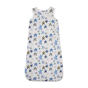 Coccoli Modal Sleepsack Blue Painted Stars Print: Size NB to 18M