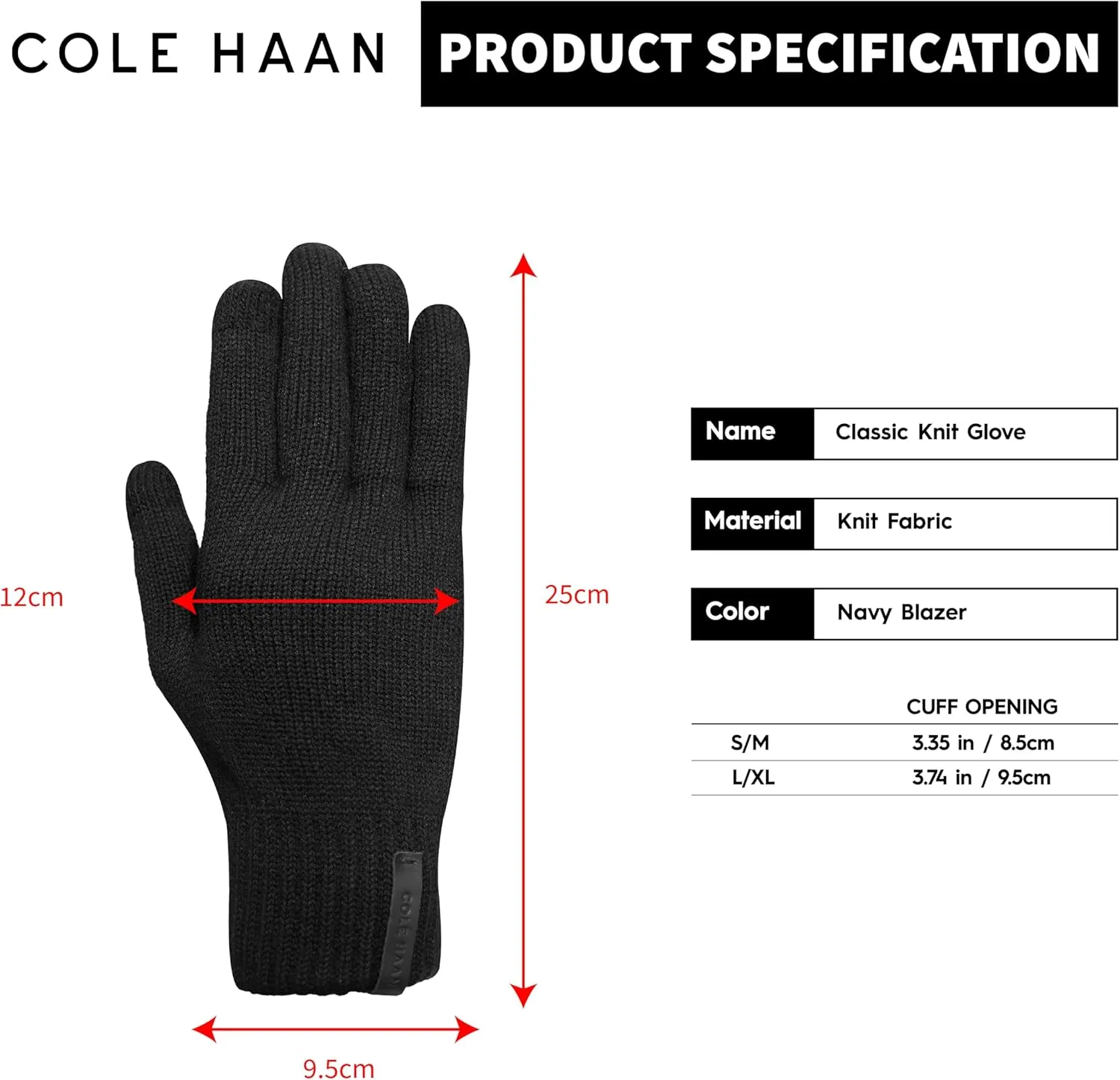 Cole Haan Knit Winter Gloves for Men, Touchscreen Thumb and Index Finger, Warm Functional Gloves with Non-Slip Grip