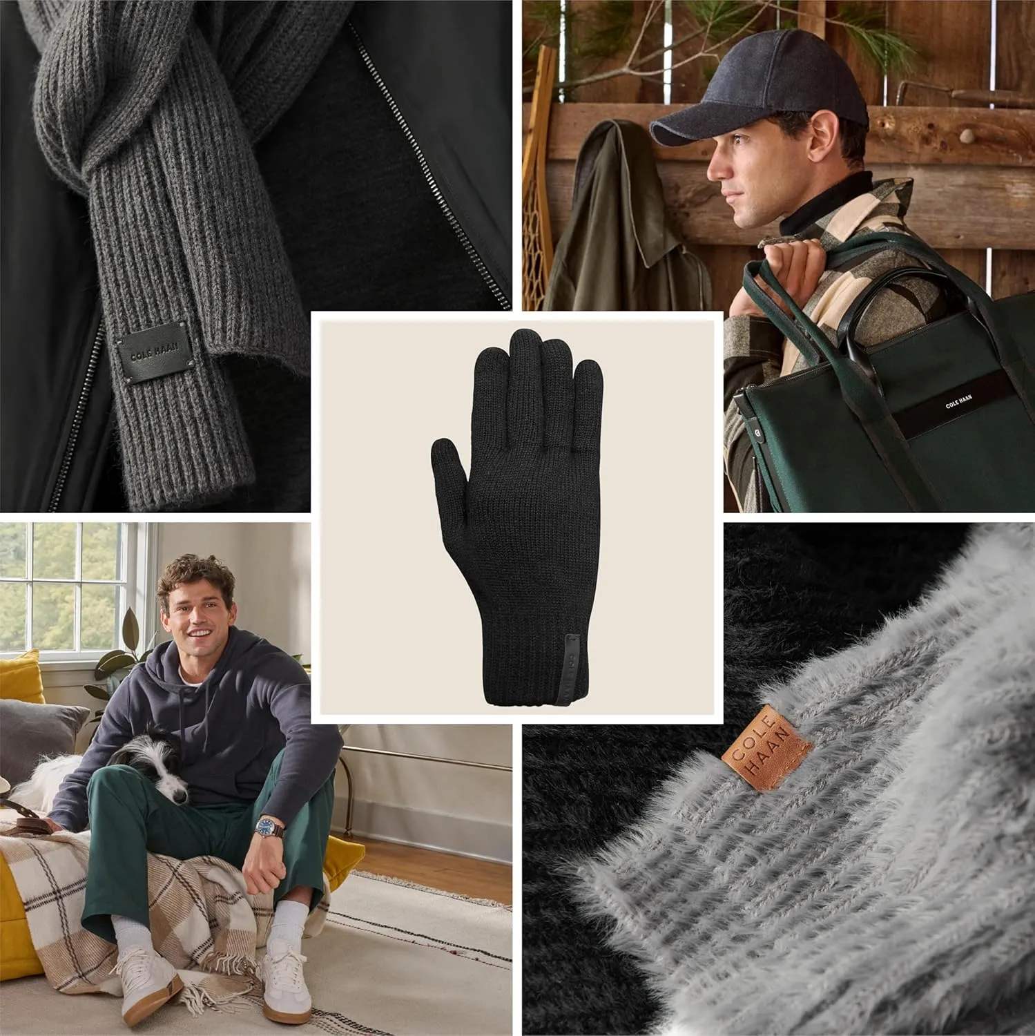 Cole Haan Knit Winter Gloves for Men, Touchscreen Thumb and Index Finger, Warm Functional Gloves with Non-Slip Grip
