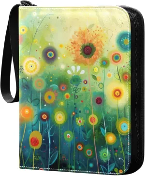 Colorful Dandelion Flowers Card Binder, 400 Pockets Card Holder with 50 Sleeves, Sturdy Card Holder Folders for Game Cards & Sports Cards