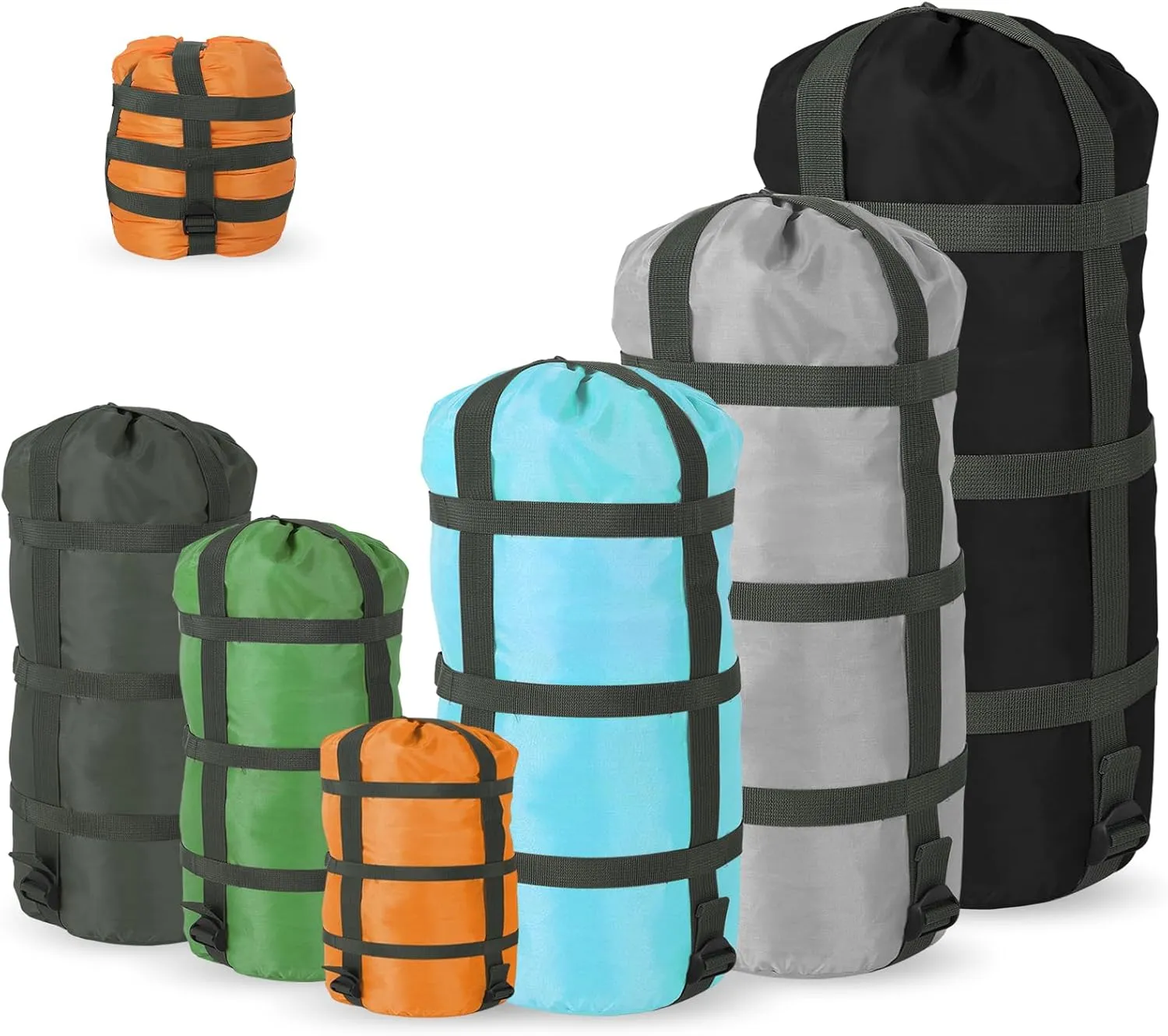 Compression Sack for Sleeping Bag Stuff Sack Adjustable Sleeping Bag Compression Stuff Sack 6L   15L  18L   30L   45L 52L Space Saving Gear for Backpacking Hiking Camping Outdoor and Travel Storage