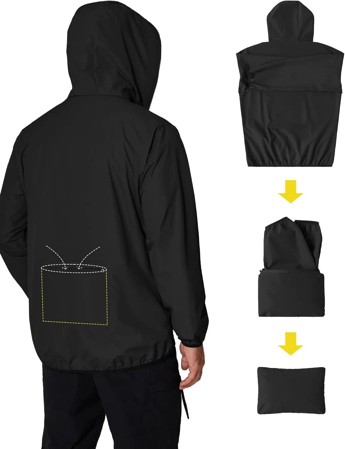 COOFANDY Men's Packable Rain Jacket Lightweight Waterproof Raincoat with Hood Travel Hiking Golf Windbreaker