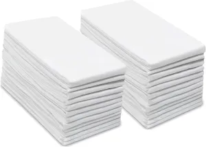 COTTON CRAFT Flour Sack Kitchen Towels -24 Pack 100% Ringspun Cotton Tea Dish Towels - Ultra Absorbent Low Lint Quick Dry - Baking Cooking Drying Cleaning Diaper Alternative Machine Wash - 28x28 White