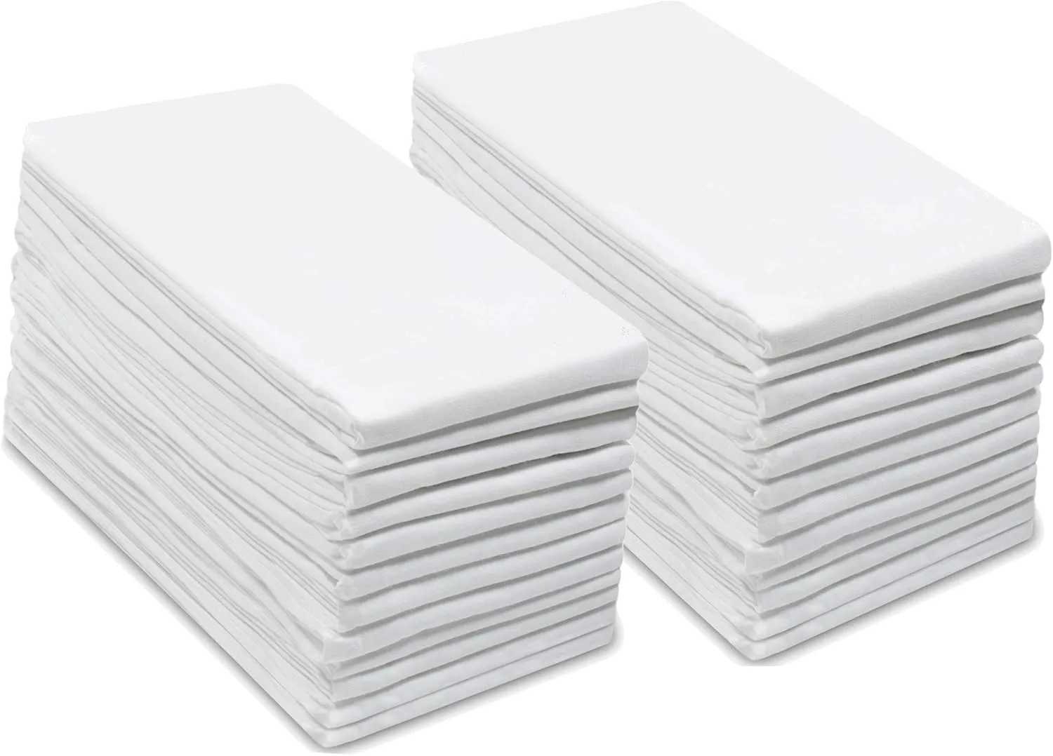 COTTON CRAFT Flour Sack Kitchen Towels -24 Pack 100% Ringspun Cotton Tea Dish Towels - Ultra Absorbent Low Lint Quick Dry - Baking Cooking Drying Cleaning Diaper Alternative Machine Wash - 28x28 White