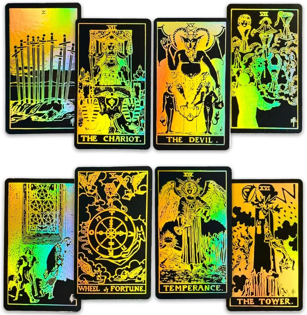 CRAFTERIAN Foil Tarot Cards, 78 Tarot Deck, Original Tarot Cards for Beginners and Experts with Guide Book and Gift Bag, Fortune Telling Game, Divination Tools for All Skill Levels, Black.