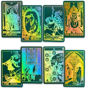 CRAFTERIAN Foil Tarot Cards, 78 Tarot Deck, Original Tarot Cards for Beginners and Experts with Guide Book and Gift Bag, Fortune Telling Game, Divination Tools for All Skill Levels, Green.
