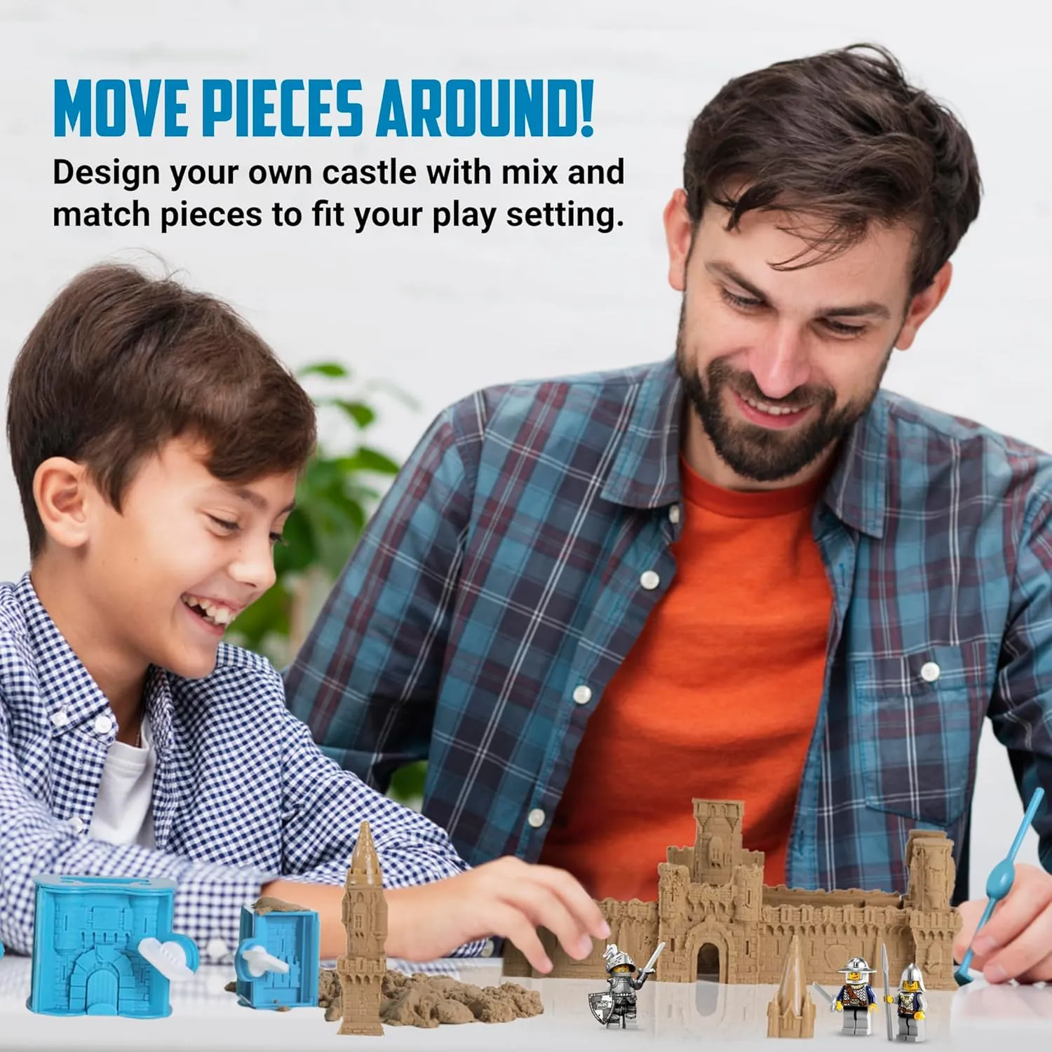 Create A Castle Indoor Sandcastle Play Sand Kit, 2.65 lbs Sensory Play Sand, BuildMaster Reusable Castle Magic Sand Toy Set for Kids, 25 Pieces and Playmat, for Kids 6 