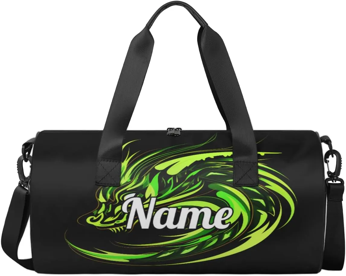 Custom Dance Duffel Bag Sport Backpacks Gyms and Weekend Overnight Travel Duffle Bag Birthday Christmas Halloween Waterproof, Cool Dragon