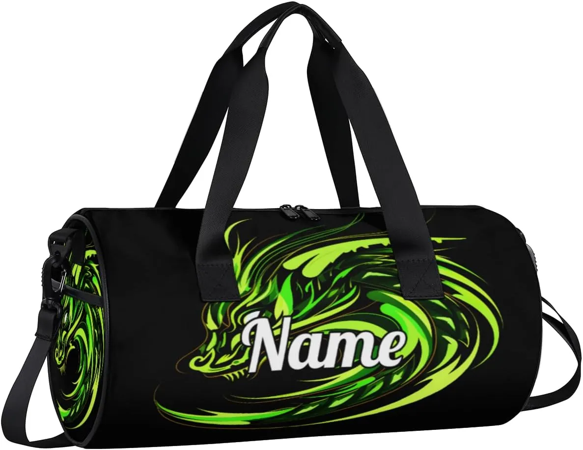 Custom Dance Duffel Bag Sport Backpacks Gyms and Weekend Overnight Travel Duffle Bag Birthday Christmas Halloween Waterproof, Cool Dragon