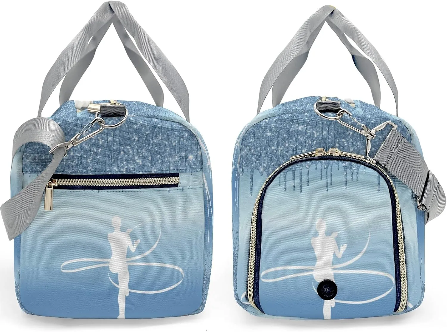 Custom Duffel Bag Monogrammed Metallic Ice Blue Dripping Glitter Sports Smart Travel Solutions: Organizing Your Fitness Gear