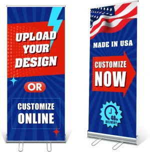 Custom Retractable Banner with Silver Aluminum Stand, Personalized Banner with Black Travel Bag for Business Promotion, Advertising, Family - Made in USA (33"x81")