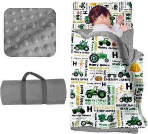 Custom Toddler Nap Mat for Preschool - Personalized Name Kids Nap Mats for Daycare Kindergarten Boys Sleeping Bag with Pillow Blanket Set, Thick Padded Easy Roll Up Blue