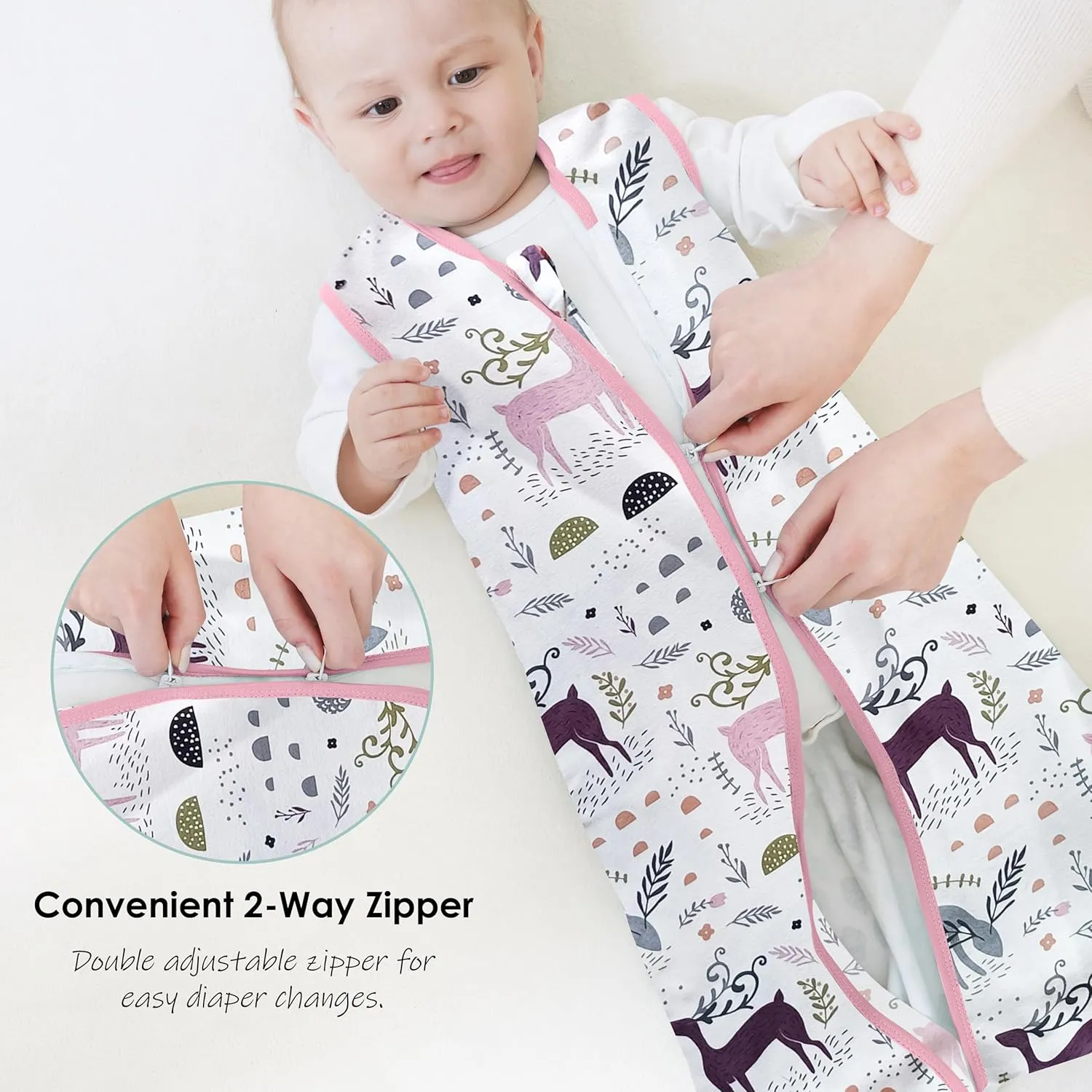 Cute Castle Baby Sleep Sack 0-6 Months - Lightweight 100% Cotton 2-Way Zipper TOG 0.5 Infant Wearable Blanket, Newborn Essentials Toddler Sleep Clothes (3 Pack Pink)