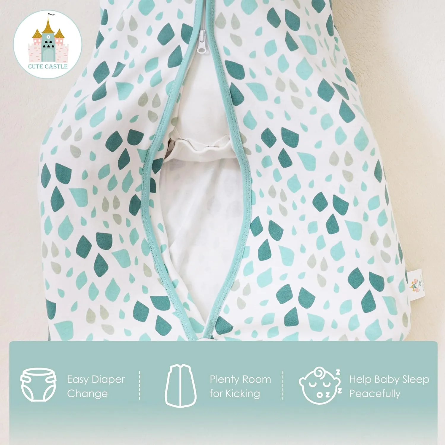 Cute Castle Baby Sleep Sack 6-12 Months - Lightweight 100% Cotton 2-Way Zipper TOG 0.5 Infant Wearable Blanket, Newborn Essentials Toddler Sleep Clothes (3 Pack Green)