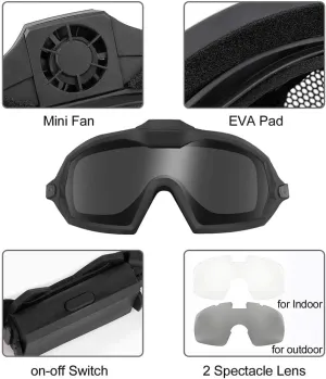 DALYNN Unisex Adult Tactical Helmet and Full Face Protective Mask, with Detachable Anti-Fog Goggles, Suitable for Outdoor Paintball, CS Game, Motorcycling