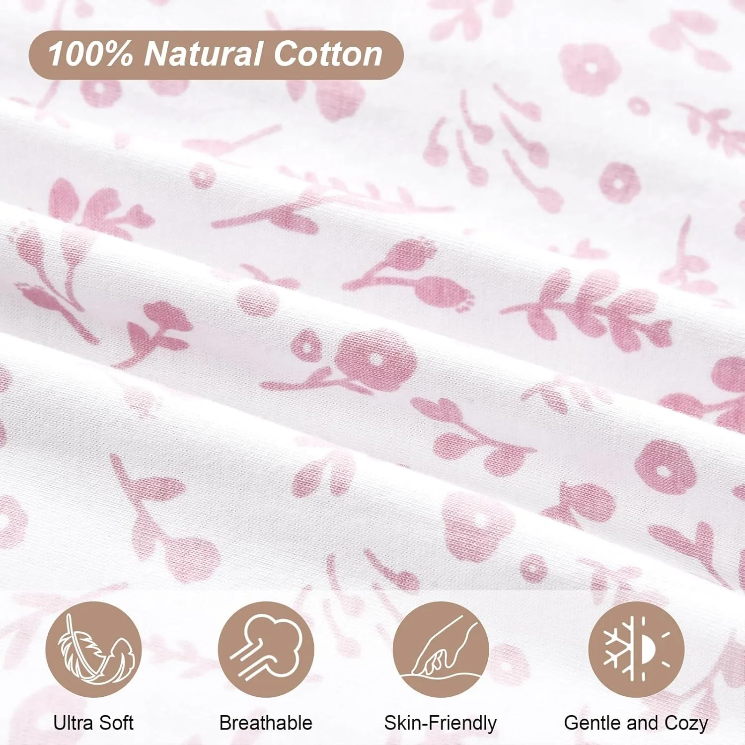david's kids 100% Cotton Baby Sleep Sack 18-24 Months, Ultra Soft Baby Wearable Blankets with 2-Way Zipper, 2 Pack Comfy Toddler Sleeping Bags for Boys Girls Neutral, X-Large Size, Floral