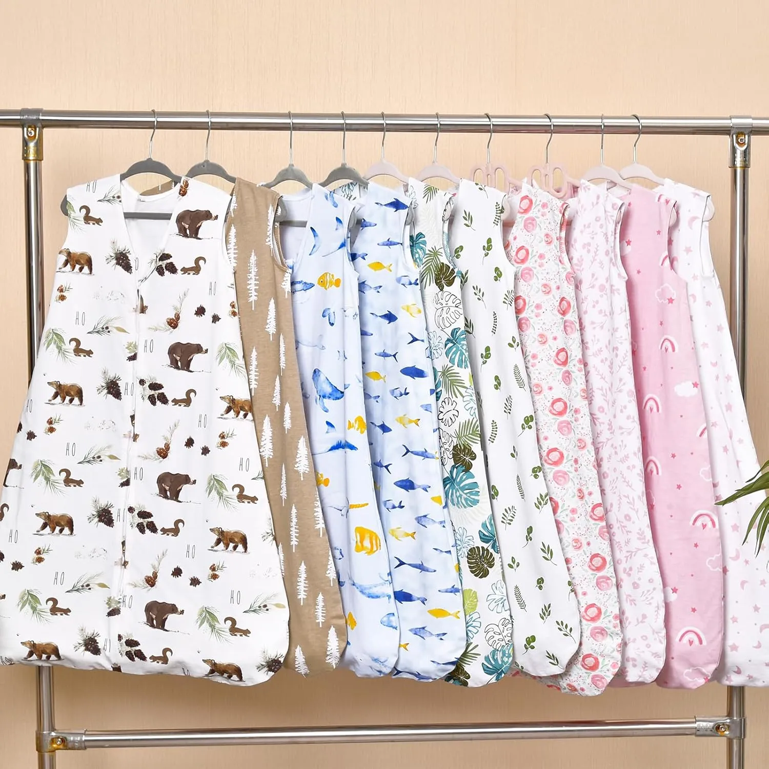 david's kids 100% Cotton Baby Sleep Sack 18-24 Months, Ultra Soft Baby Wearable Blankets with 2-Way Zipper, 2 Pack Comfy Toddler Sleeping Bags for Boys Girls Neutral, X-Large Size, Floral