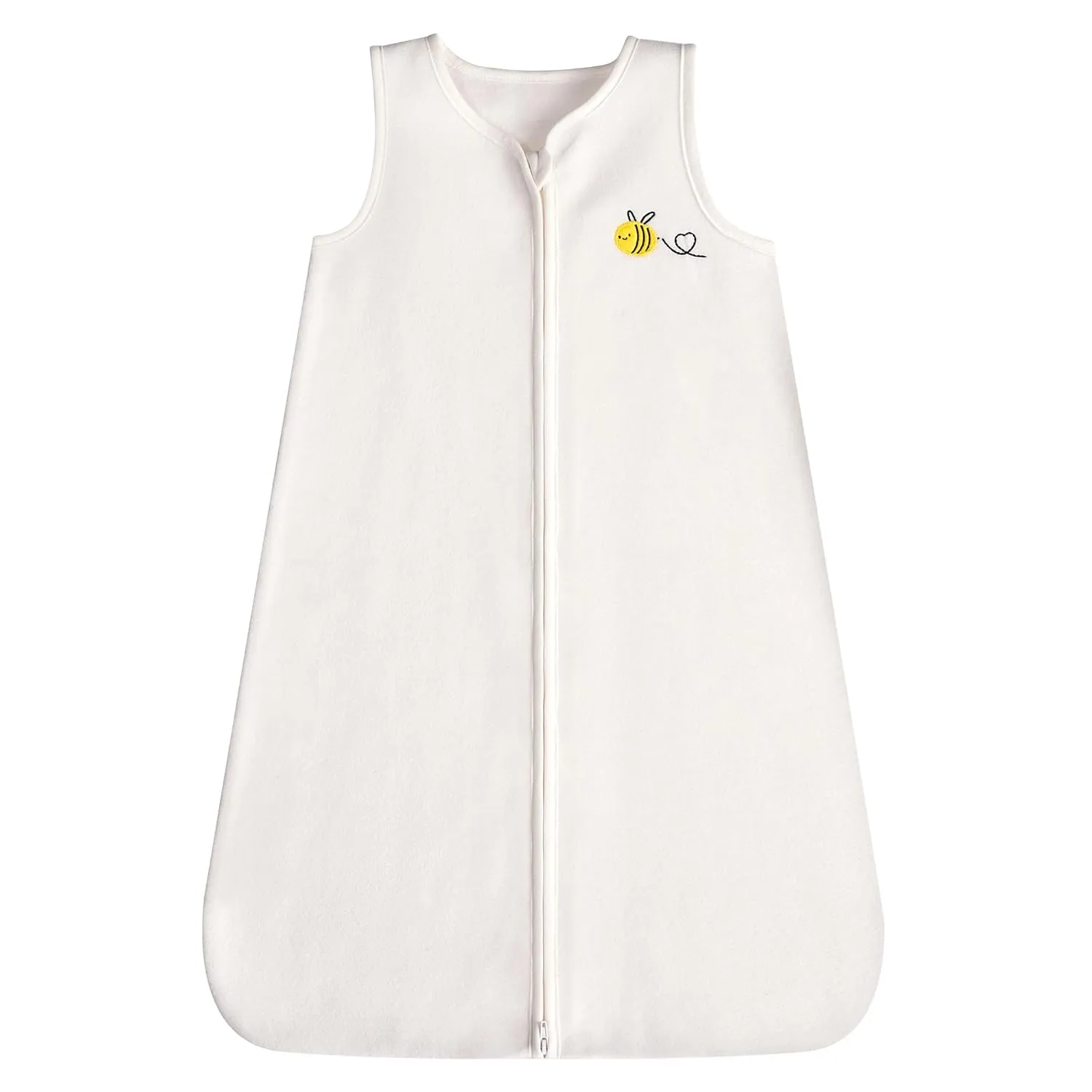DaysU Micro Fleece Sleep Sack 6-12 Months, 1.0 TOG Sleeveless Wearable Blanket With 2-Way Zipper, Baby Sleeping Bag Unisex, 1 Pack, Off-White Bee