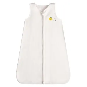 DaysU Micro Fleece Sleep Sack 6-12 Months, 1.0 TOG Sleeveless Wearable Blanket With 2-Way Zipper, Baby Sleeping Bag Unisex, 1 Pack, Off-White Bee