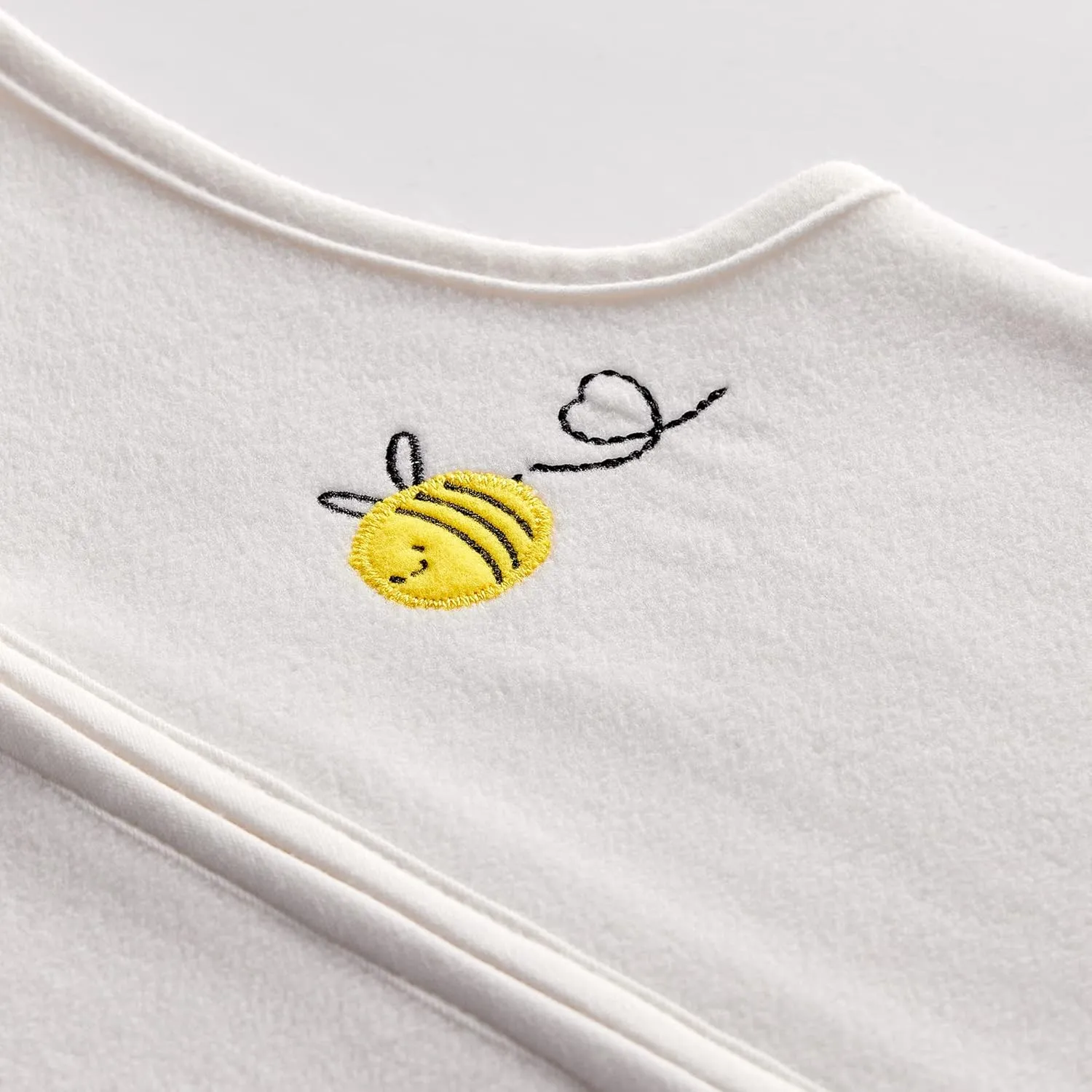 DaysU Micro Fleece Sleep Sack 6-12 Months, 1.0 TOG Sleeveless Wearable Blanket With 2-Way Zipper, Baby Sleeping Bag Unisex, 1 Pack, Off-White Bee