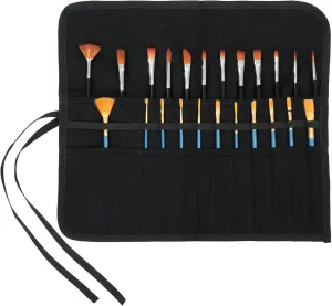 Denifiter 22 Pockets Waxed Canvas Roll-up Pencil Bag, Heavy Duty Portable Watercolor Oil Brush Canvas Pouch (Black)