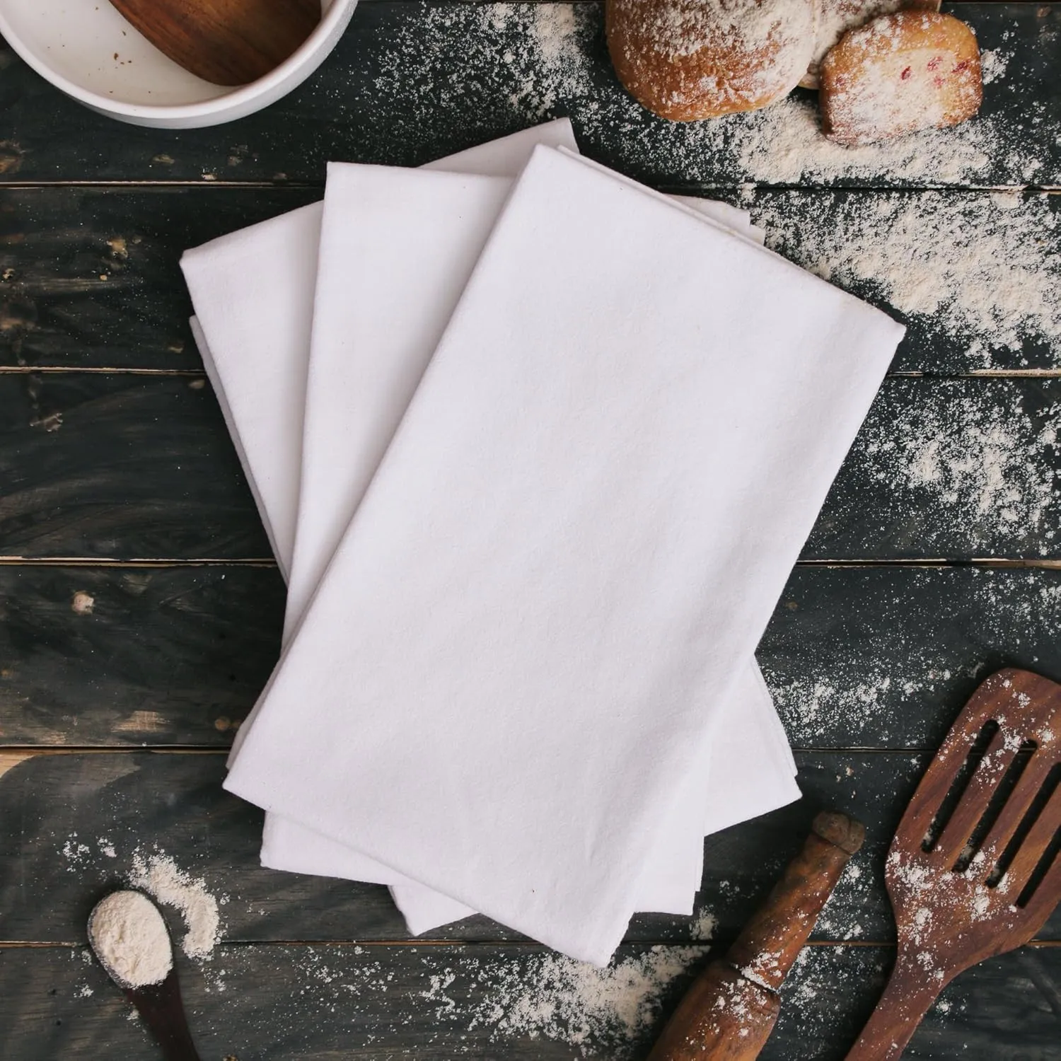 DG Collections Flour Sack Dish Towels for Kitchen, Set of 12 (27 x 27 Inches), Multi-use White Kitchen Towels, 100% Cotton, Highly Absorbent Hand Towels, Tea Towels for Embroidery, and Print - White