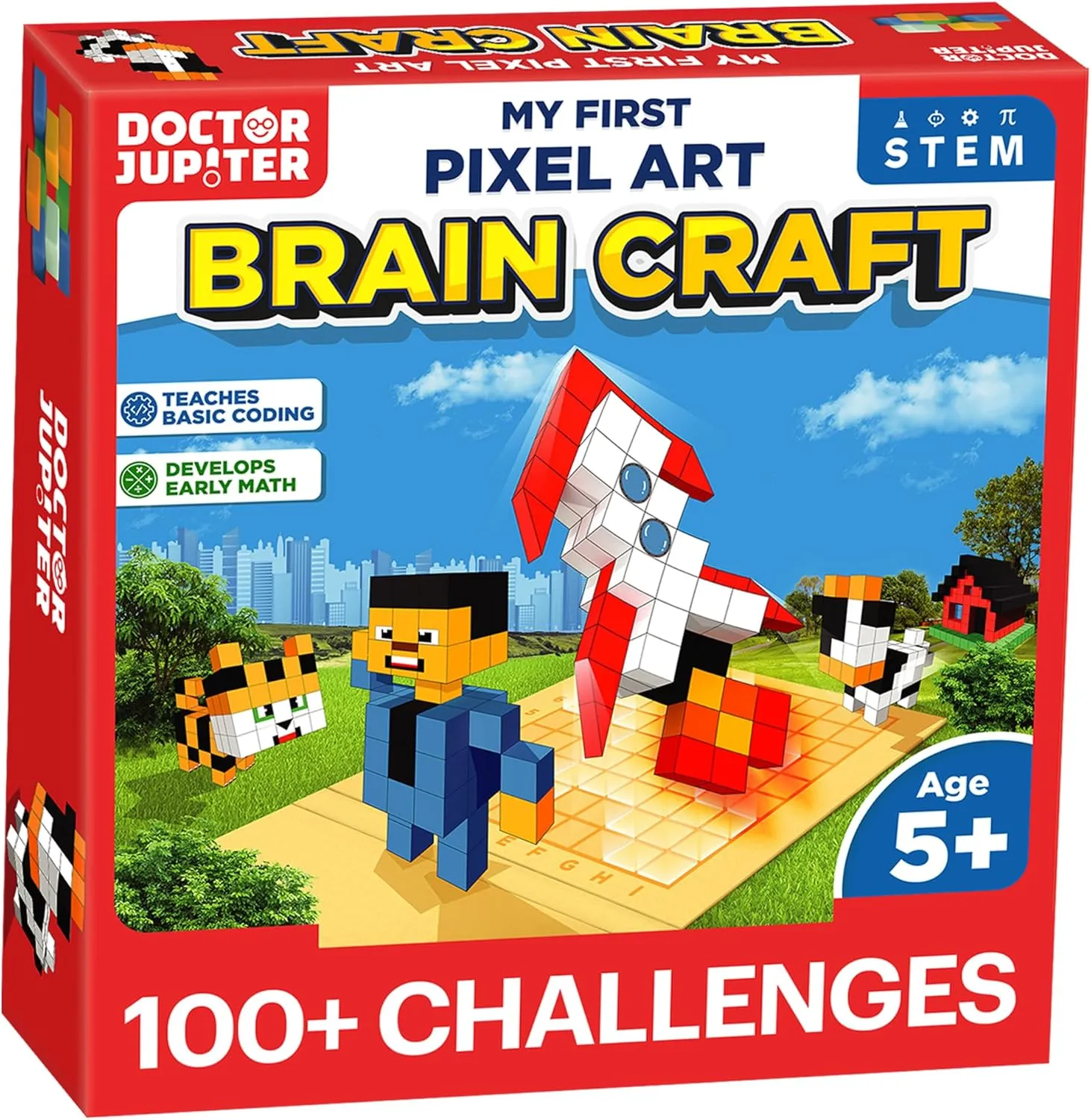 Doctor Jupiter My First STEM Pixel Art Kit for Kids Ages 5  | Birthday Gift Ideas for 5-6-7-8-9-10 Year Old Boys & Girls | Learning & Educational Coding Basics Toy with 100  Challenges