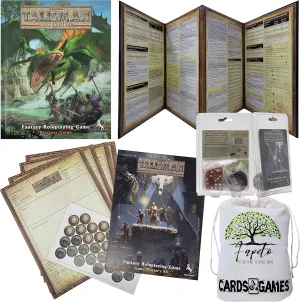 Drawstring Bag Bundle with RPG Talisman Adventure Playtest Guide, Game Master Kit and Accesory Pack